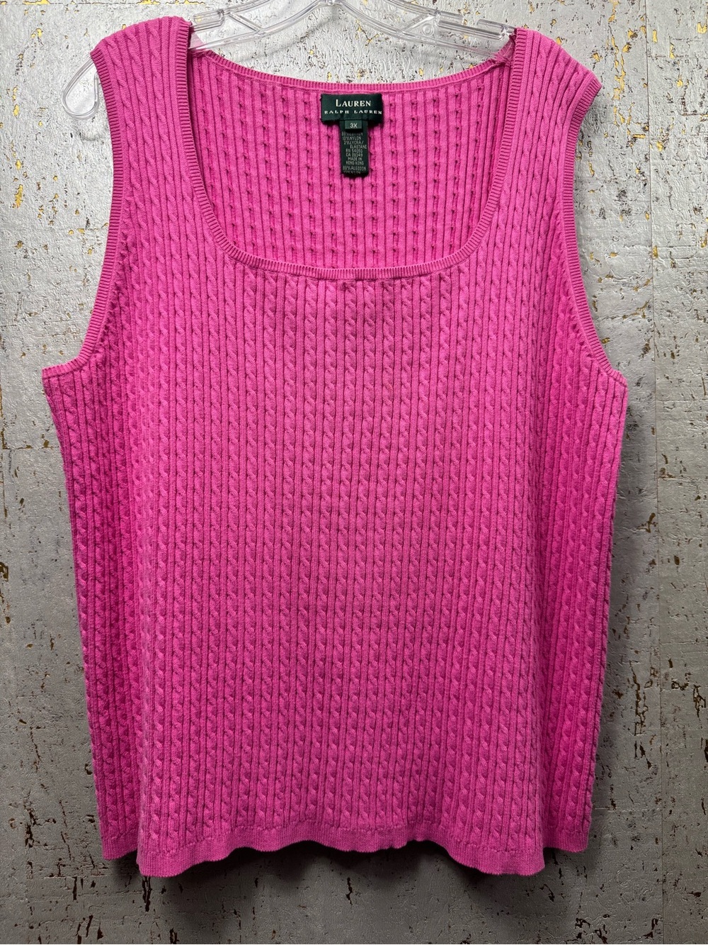 Ralph Lauren Hot Pink Cable Knit Sleeveless Tank